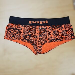 PAPI ETERNITY COTTON BLEND BRAZILLIAN BRIEFS ORANGE PATTERN #755000 L NWOT